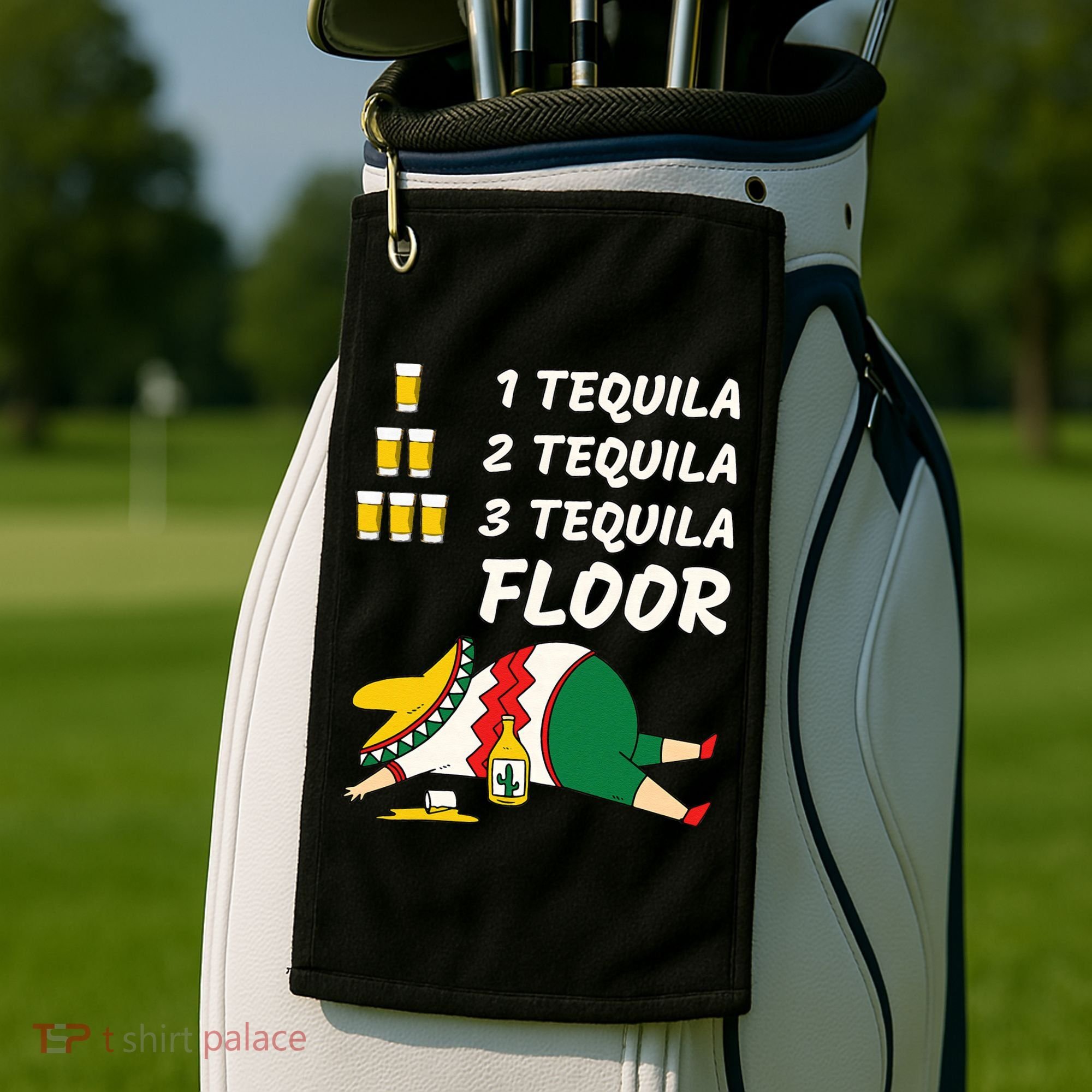 1 Tequila 2 Tequila 3 Tequila Floor Funny Party Drinking Golf Towel