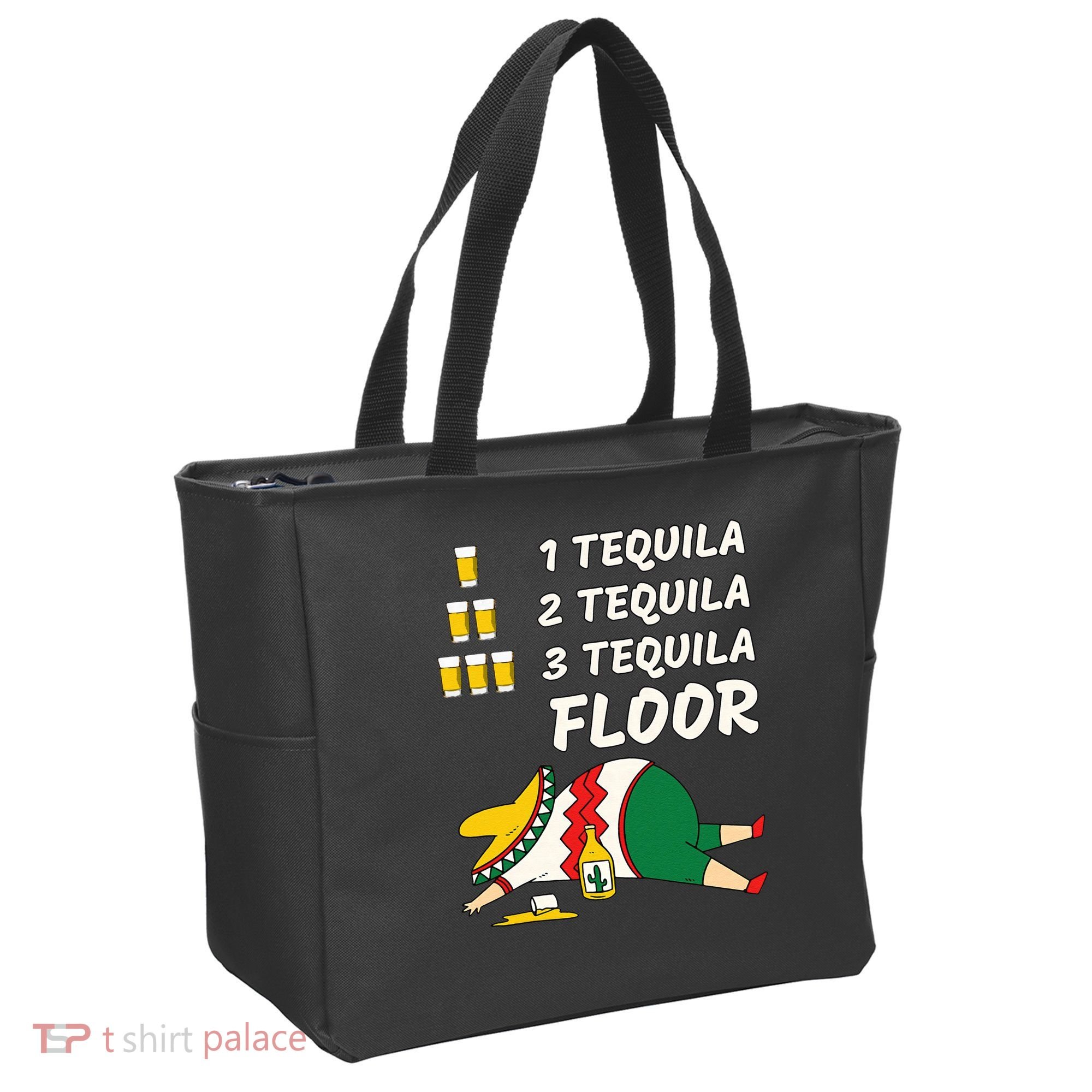 1 Tequila 2 Tequila 3 Tequila Floor Funny Party Drinking Tote Bag