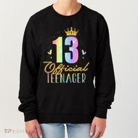13 Teenager Crown 13 Year Old Tie Dye 13th Birthday Women's Sweatshirt thumb 0