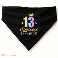13 Teenager Crown 13 Year Old Tie Dye 13th Birthday USA-Made Doggie Bandana thumb 0