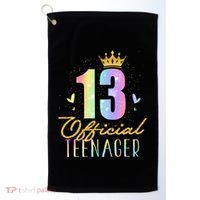 13 Teenager Crown 13 Year Old Tie Dye 13th Birthday Golf Towel thumb 0