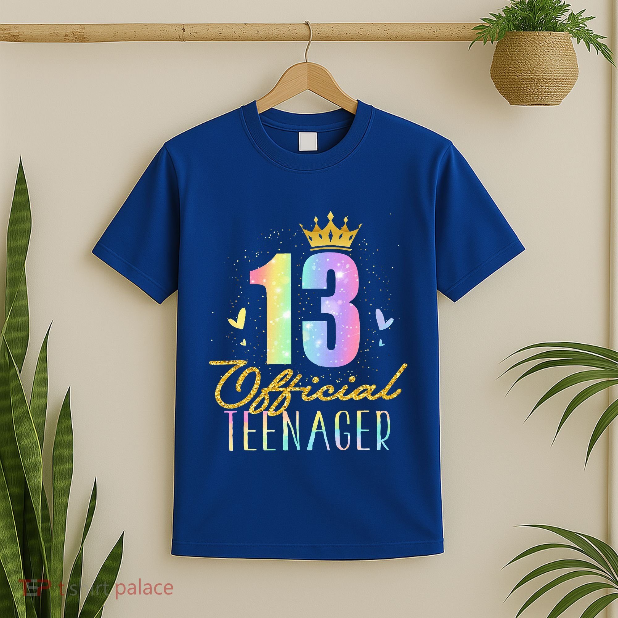 13 Teenager Crown 13 Year Old Tie Dye 13th Birthday T-Shirt
