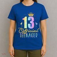 13 Teenager Crown 13 Year Old Tie Dye 13th Birthday T-Shirt thumb 4
