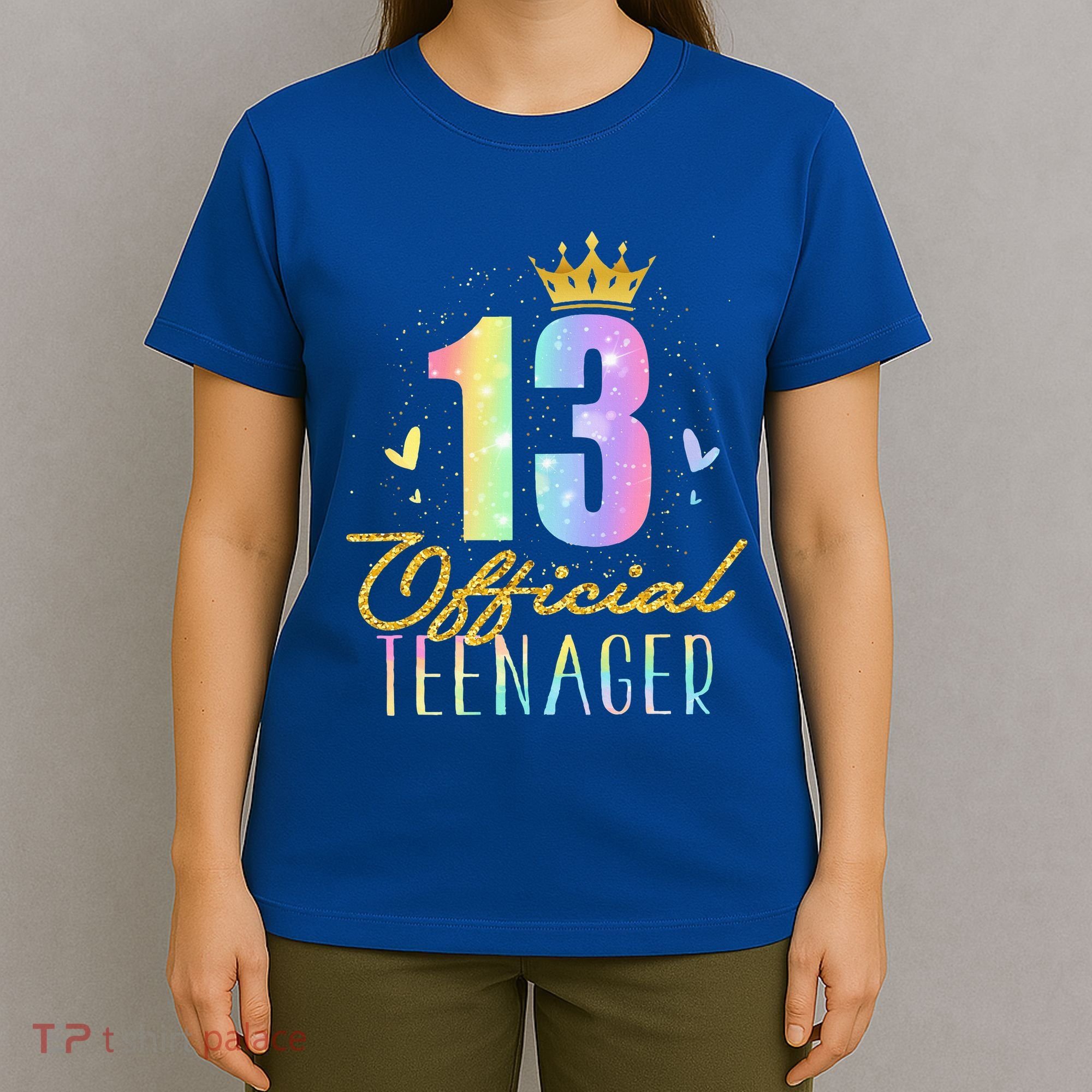 13 Teenager Crown 13 Year Old Tie Dye 13th Birthday T-Shirt