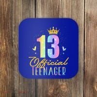 13 Teenager Crown 13 Year Old Tie Dye 13th Birthday Coaster thumb 0