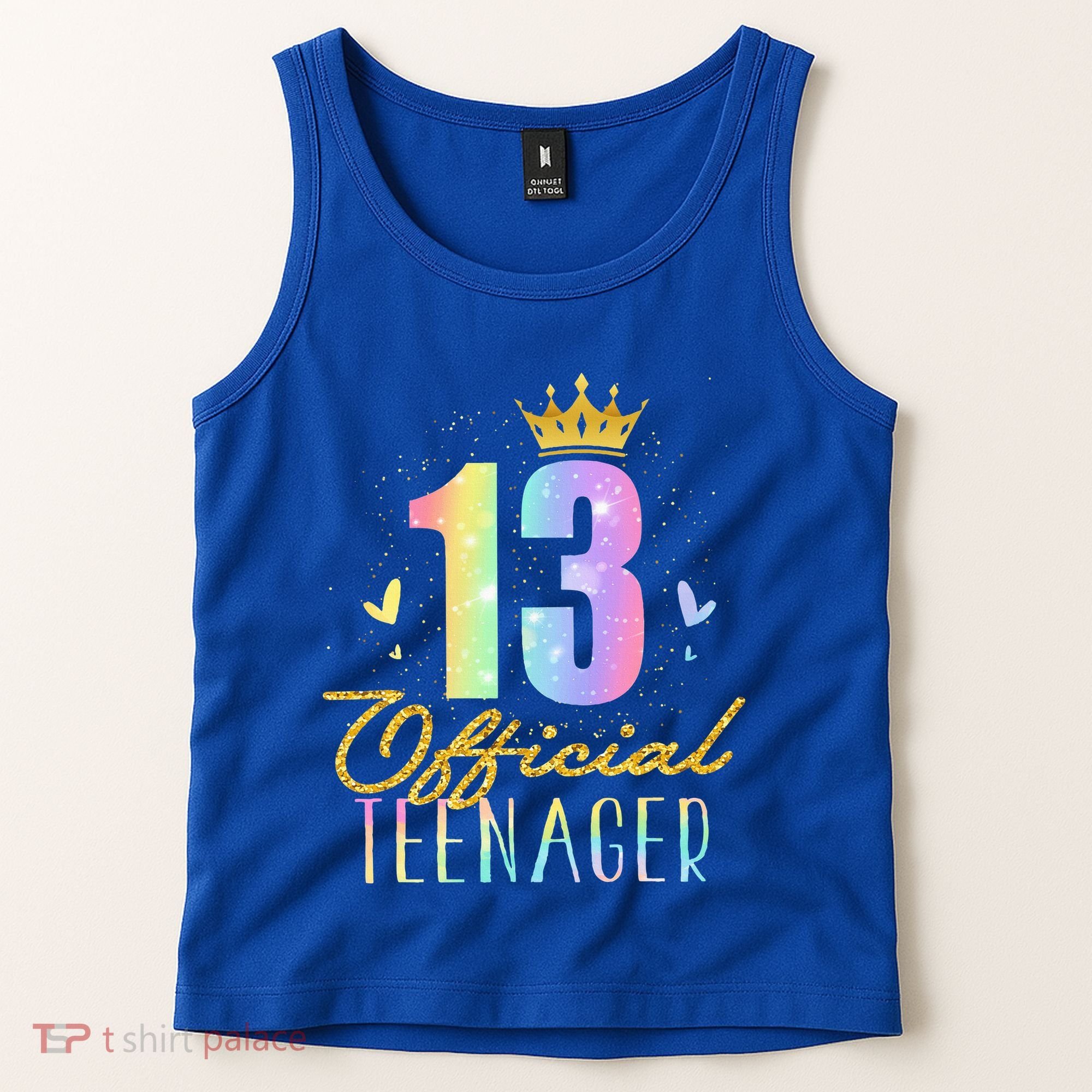 13 Teenager Crown 13 Year Old Tie Dye 13th Birthday Tank Top