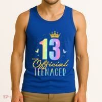 13 Teenager Crown 13 Year Old Tie Dye 13th Birthday Tank Top thumb 3
