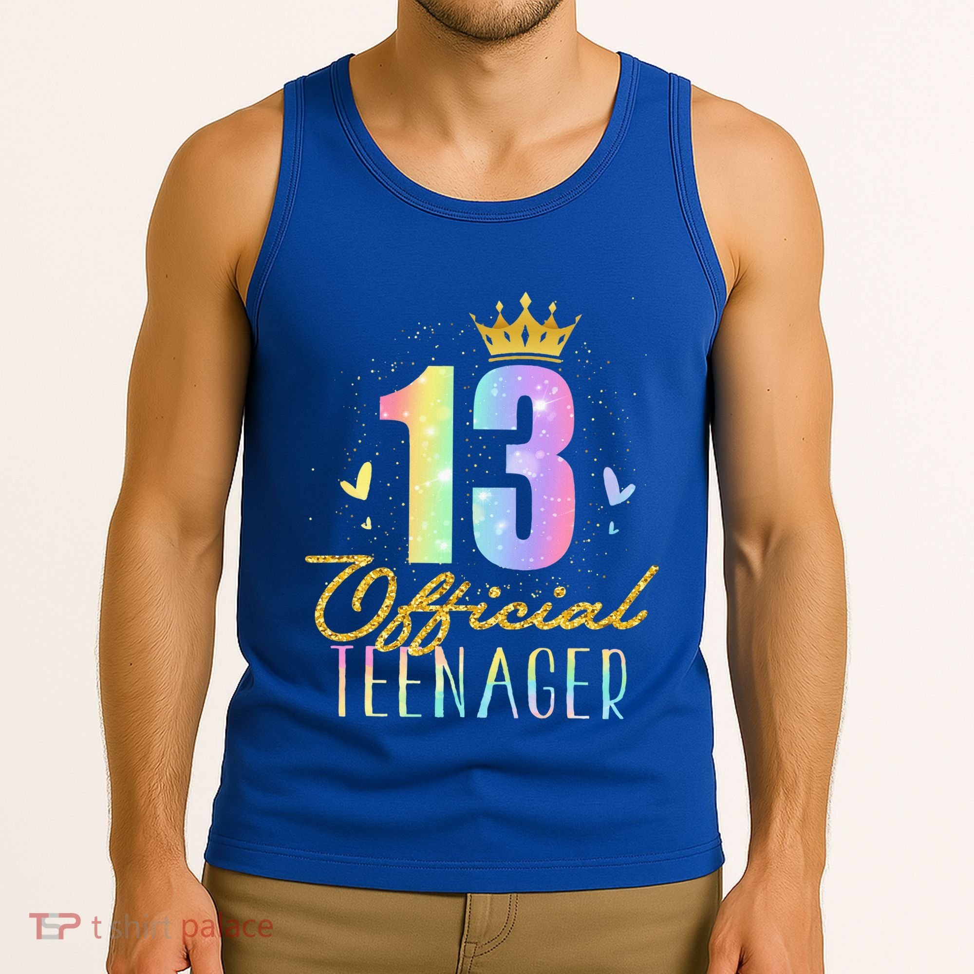 13 Teenager Crown 13 Year Old Tie Dye 13th Birthday Tank Top