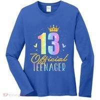 13 Teenager Crown 13 Year Old Tie Dye 13th Birthday Women's Long Sleeve Shirt thumb 0