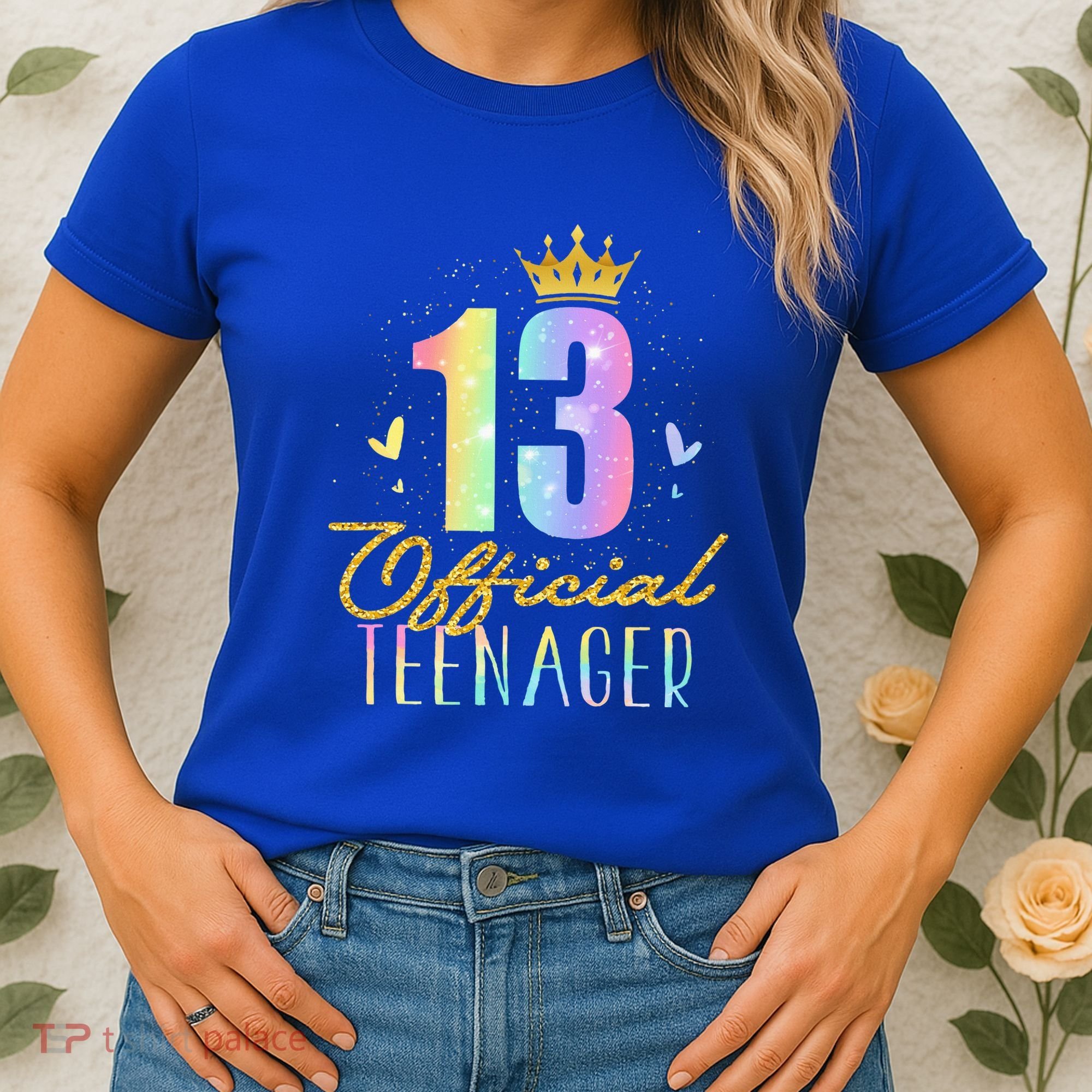 13 Teenager Crown 13 Year Old Tie Dye 13th Birthday Women's T-Shirt