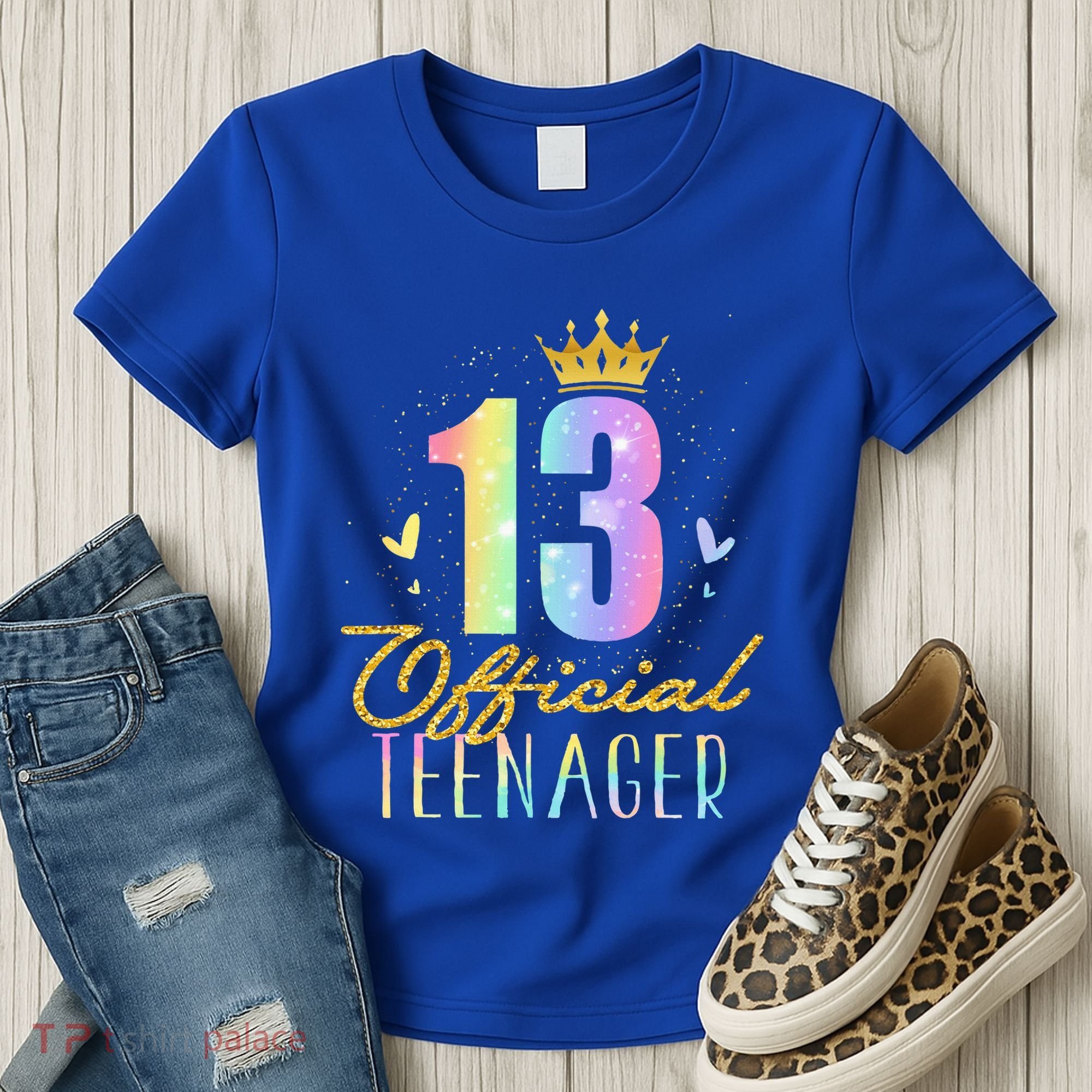 13 Teenager Crown 13 Year Old Tie Dye 13th Birthday Women's T-Shirt