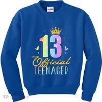 13 Teenager Crown 13 Year Old Tie Dye 13th Birthday Kids Sweatshirt thumb 0