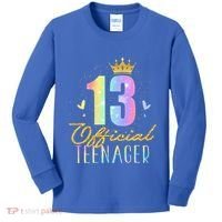 13 Teenager Crown 13 Year Old Tie Dye 13th Birthday Kids Long Sleeve Shirt thumb 0