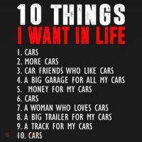 10 Things I Want In My Life Funny Car Lovers T-Shirt thumb 7