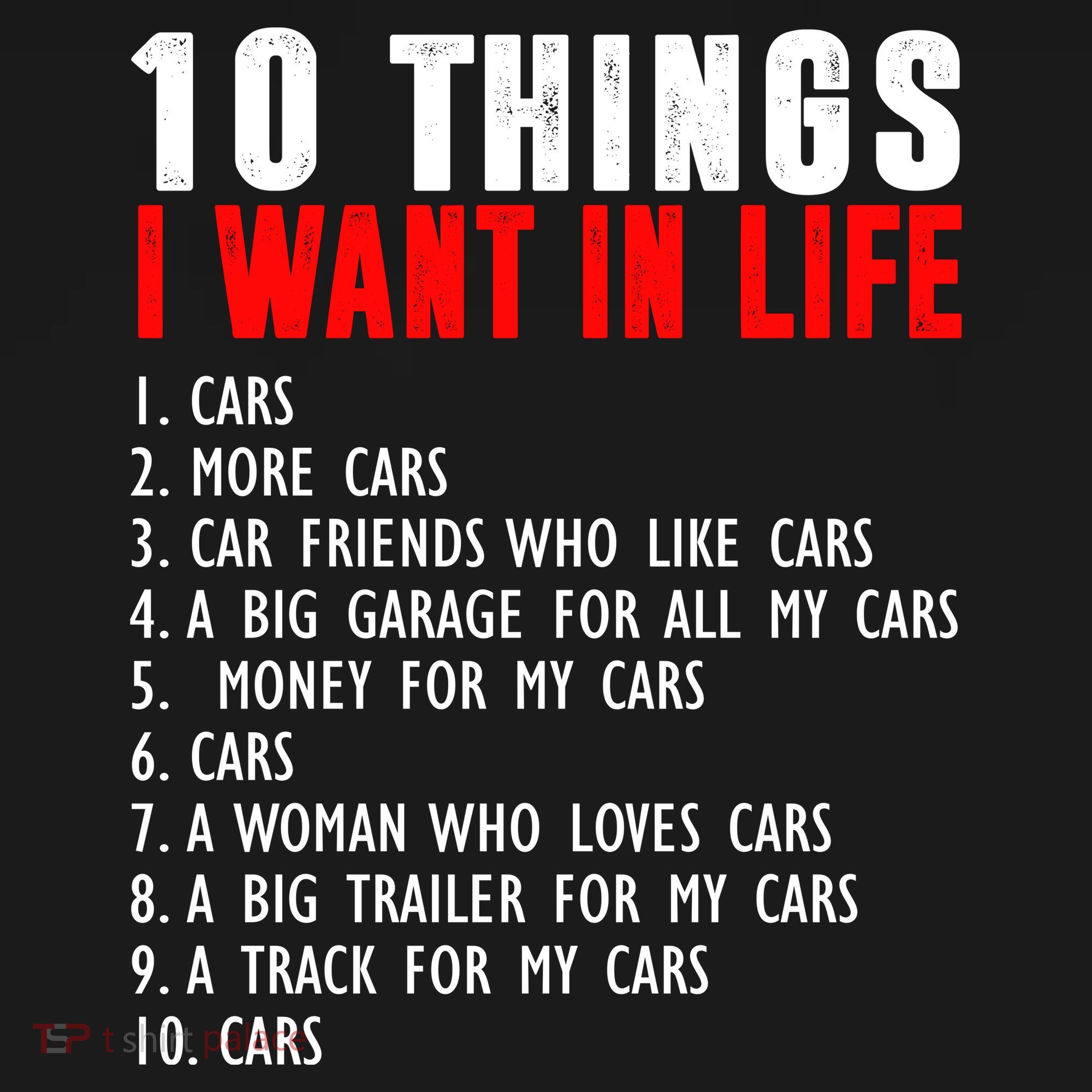 10 Things I Want In My Life Funny Car Lovers Mousepad