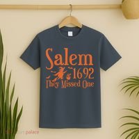 1692 They Missed One Salem Wo Halloween Distressed T-Shirt thumb 2