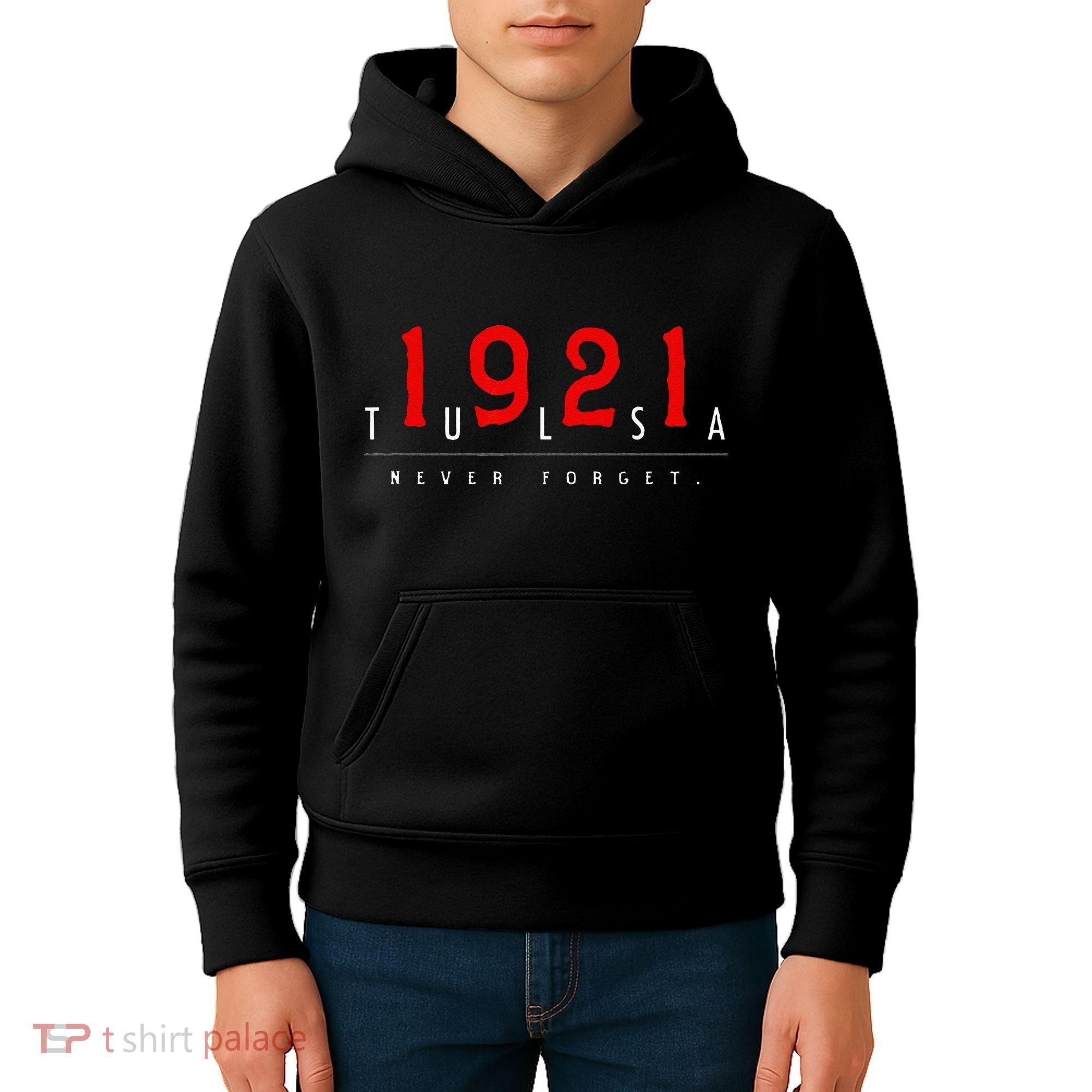 1921 Tulsa Oklahoma Black Wall Street Never Forget Graphic Kids Hoodie