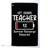 1st-Grade Teacher Summer Recharge Required Last Day School Golf Towel thumb 0