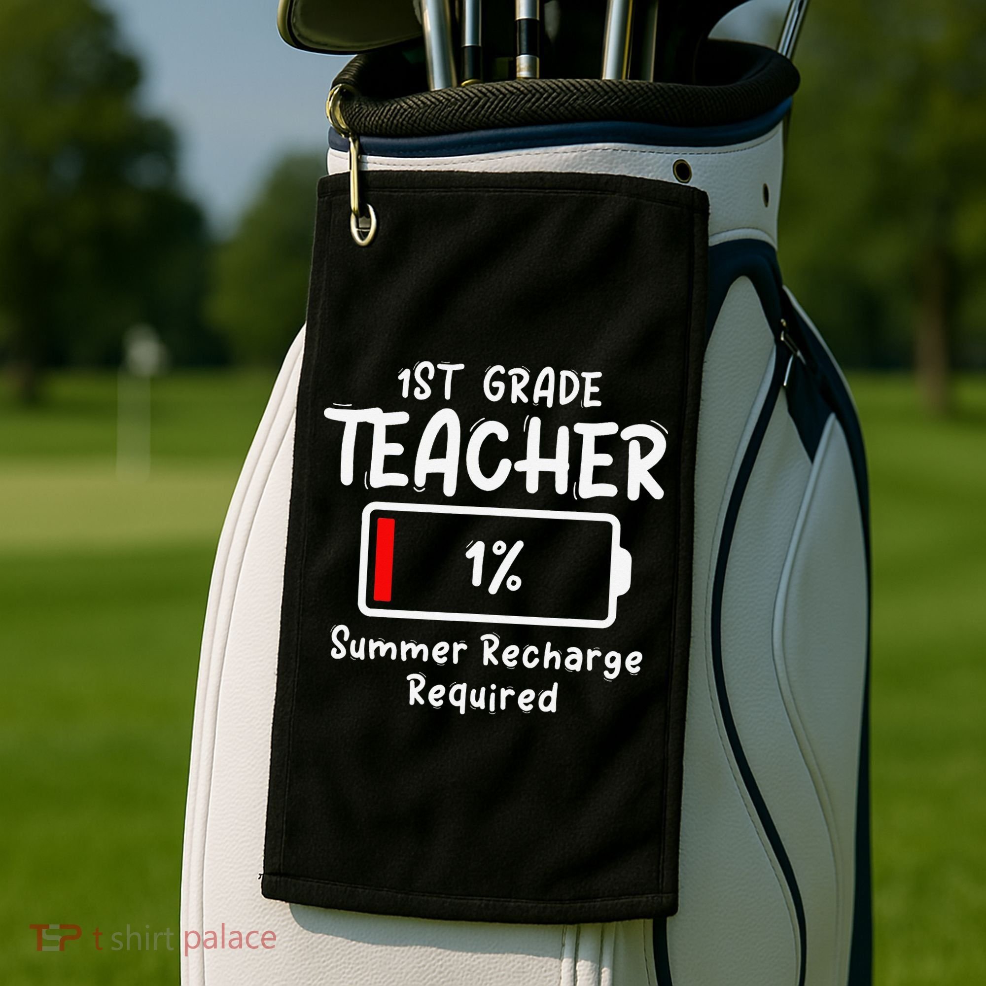 1st-Grade Teacher Summer Recharge Required Last Day School Golf Towel