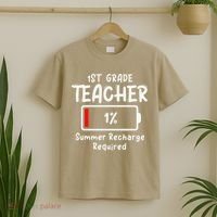 1st-Grade Teacher Summer Recharge Required Last Day School T-Shirt thumb 2