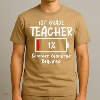 1st-Grade Teacher Summer Recharge Required Last Day School T-Shirt thumb 3