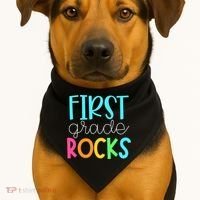 1st Teacher Team - First Grade Rocks USA-Made Doggie Bandana thumb 1