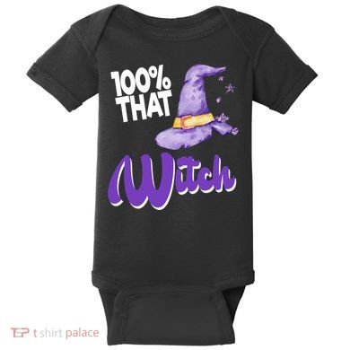 100% That Witch Funny Halloween Baby Bodysuit
