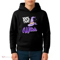 100% That Witch Funny Halloween Kids Hoodie thumb 4