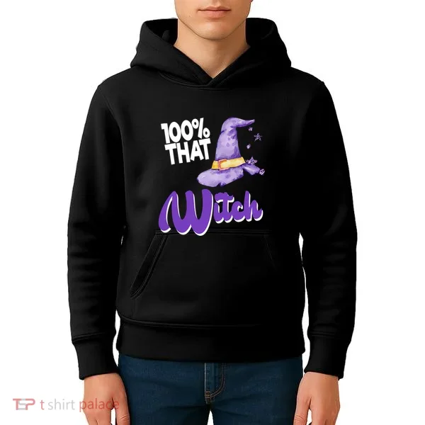 100% That Witch Funny Halloween Kids Hoodie