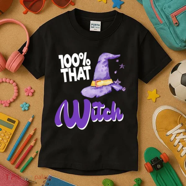 100% That Witch Funny Halloween Kids T-Shirt
