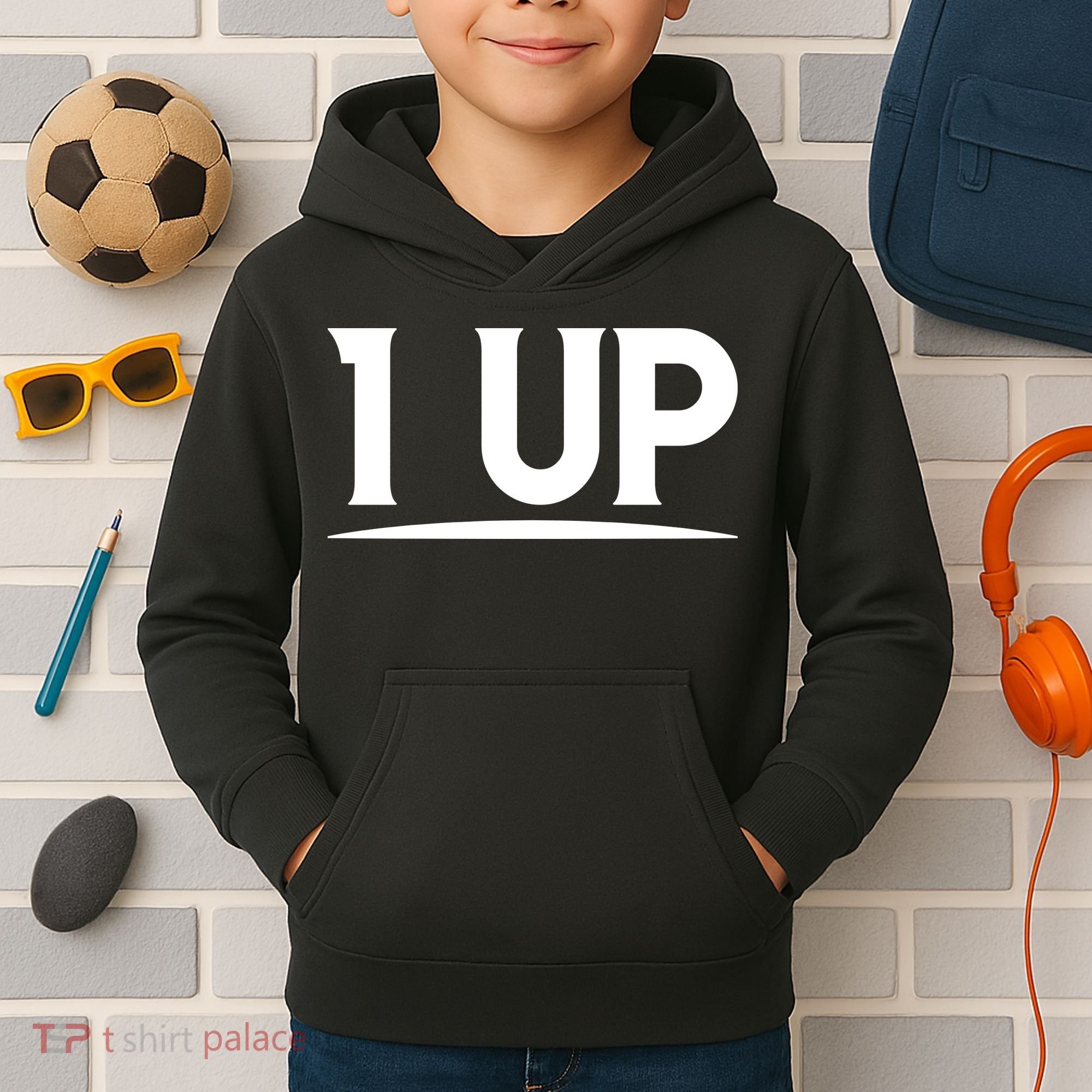 1 UP Funny Fathers Day T Kids Hoodie
