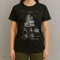 1898 Vintage Steam Engine Locomotive Patent Print T-Shirt thumb 4