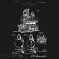 1898 Vintage Steam Engine Locomotive Patent Print T-Shirt thumb 7