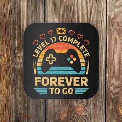 17Th Wedding Anniversary Video Gamer Level 17 Complete Coaster