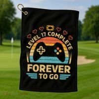 17Th Wedding Anniversary Video Gamer Level 17 Complete Golf Towel thumb 1