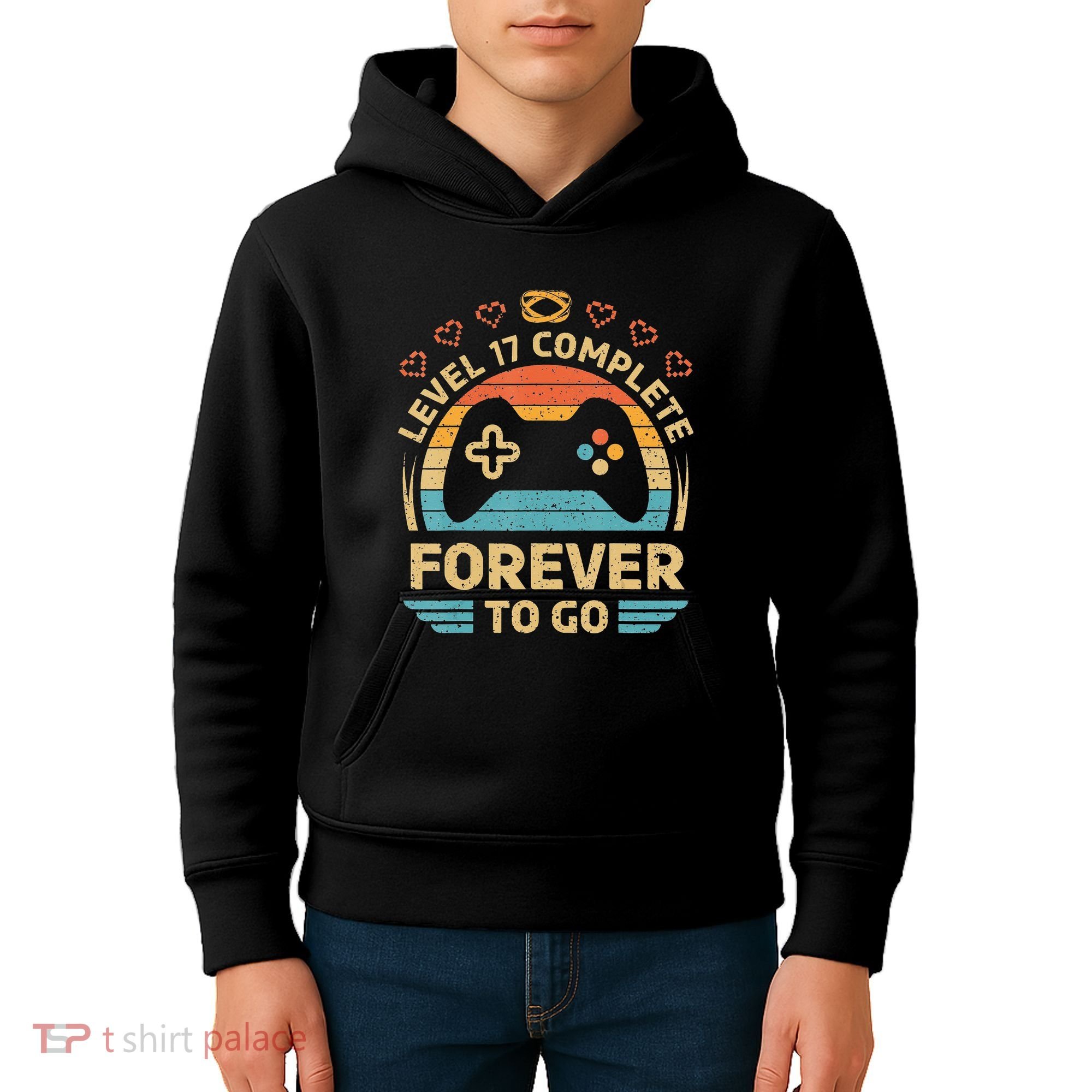 17Th Wedding Anniversary Video Gamer Level 17 Complete Kids Hoodie