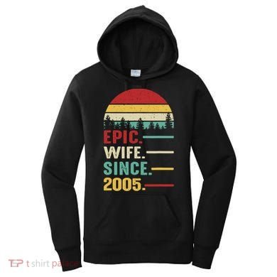 18th Wedding Anniversary For Her Epic Wife Since 2005 Women's Hoodie