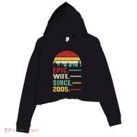 18th Wedding Anniversary For Her Epic Wife Since 2005 Crop Fleece Hoodie thumb 0