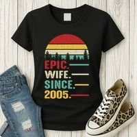 18th Wedding Anniversary For Her Epic Wife Since 2005 Women's T-Shirt thumb 3