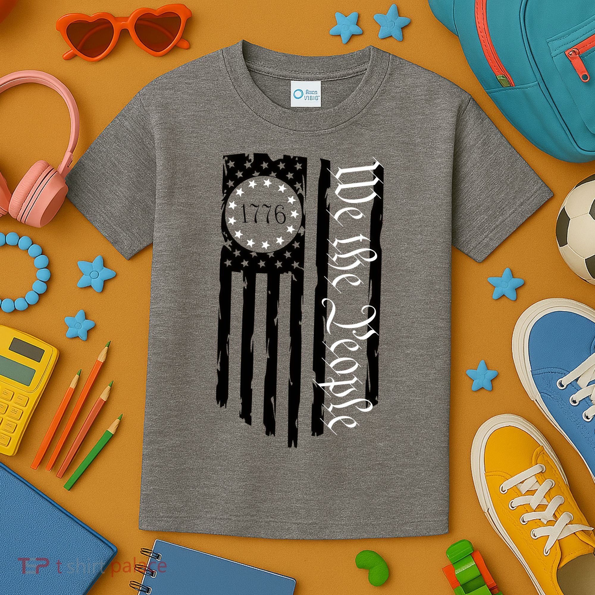 1776 We The People Betsy Ross Flag Patriotic Apparel Kids T-Shirt