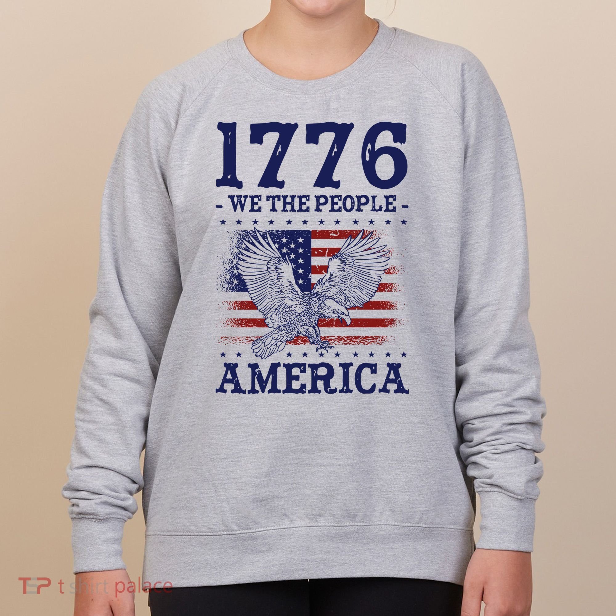 1776 We The People American Flag Eagle Patriotic Women's Sweatshirt