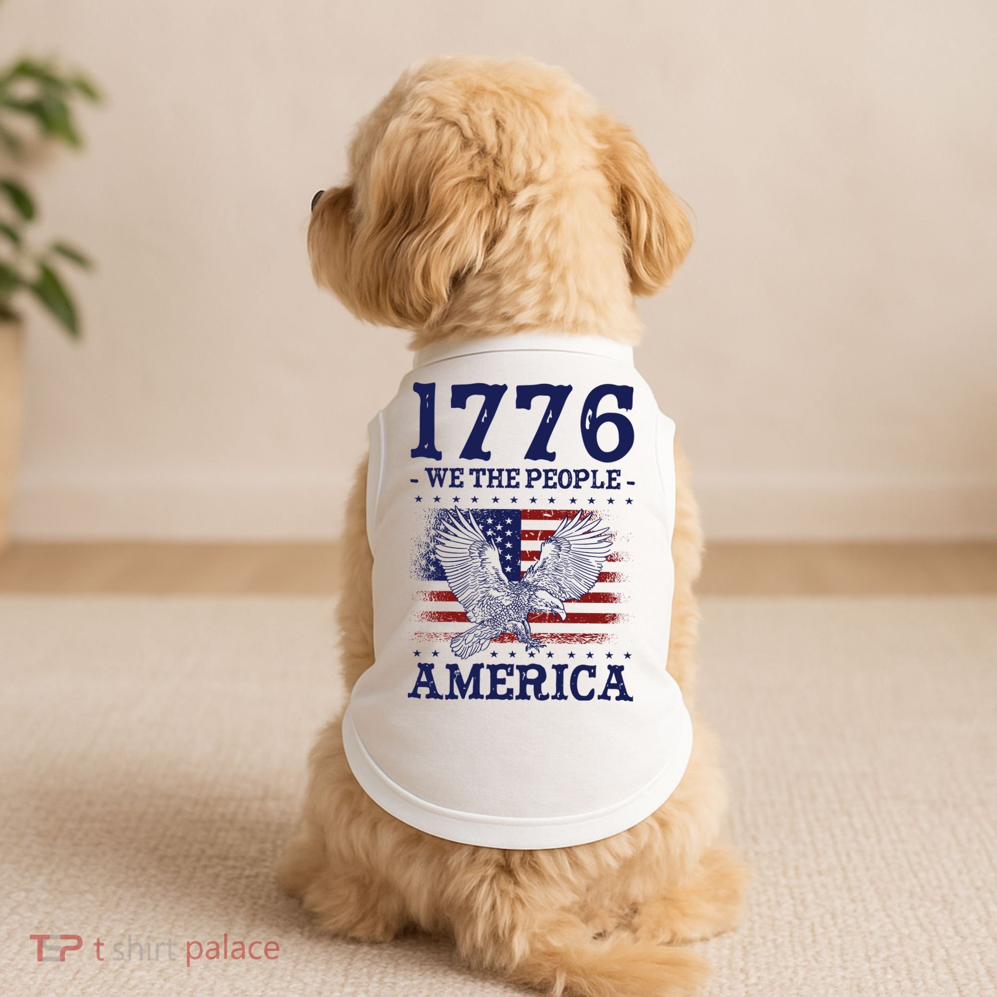 1776 We The People American Flag Eagle Patriotic Doggie Tank