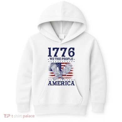 1776 We The People American Flag Eagle Patriotic Kids Hoodie