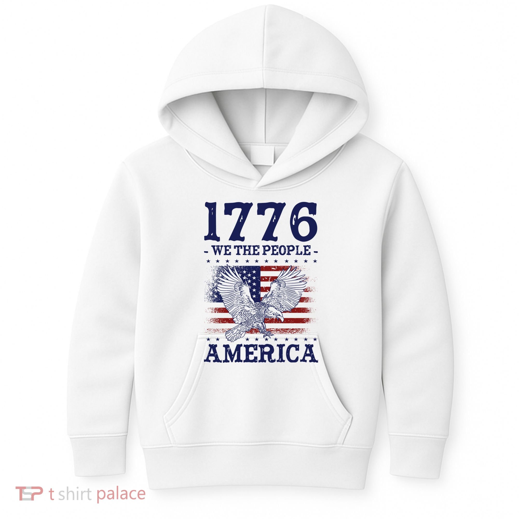 1776 We The People American Flag Eagle Patriotic Kids Hoodie