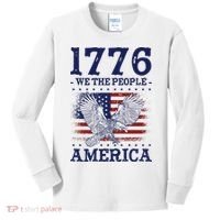 1776 We The People American Flag Eagle Patriotic Kids Long Sleeve Shirt thumb 0