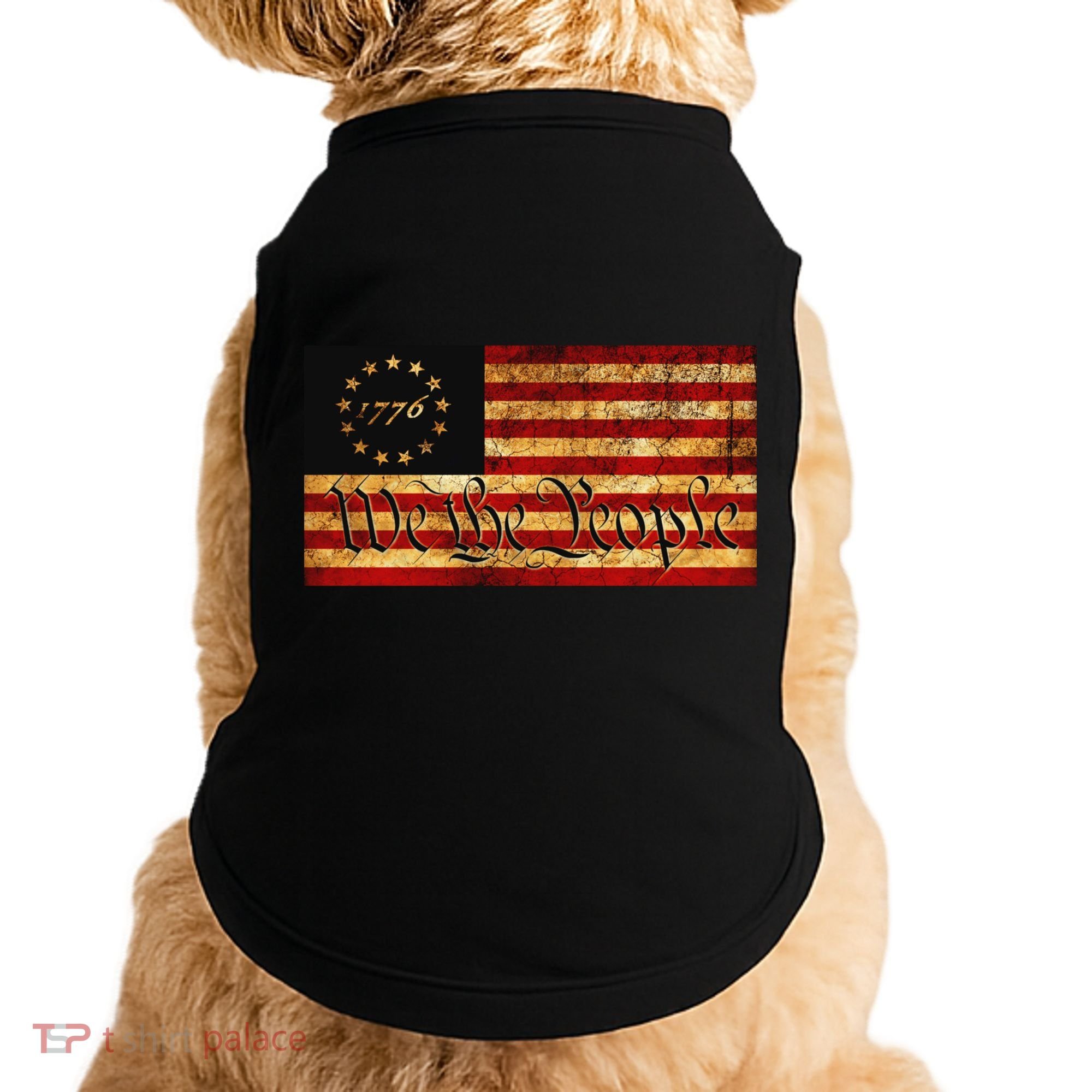 1776 We The People US Flag Visually Aged And Distressed Doggie Tank