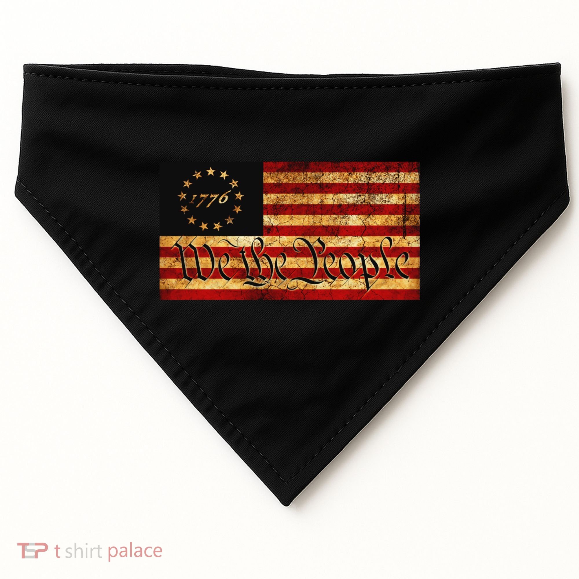 1776 We The People US Flag Visually Aged And Distressed USA-Made Doggie Bandana