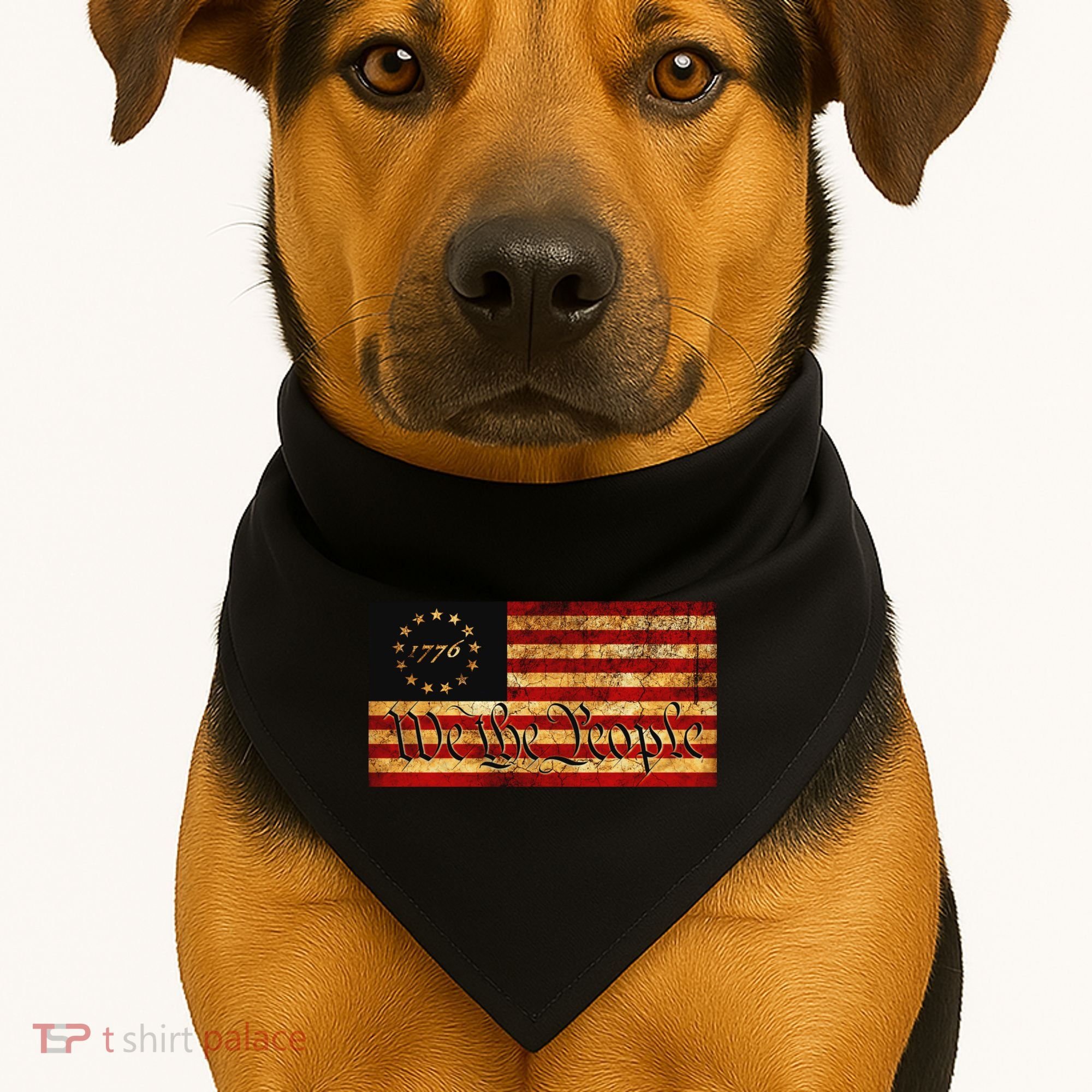 1776 We The People US Flag Visually Aged And Distressed USA-Made Doggie Bandana