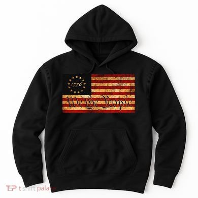 1776 We The People US Flag Visually Aged And Distressed Hoodie