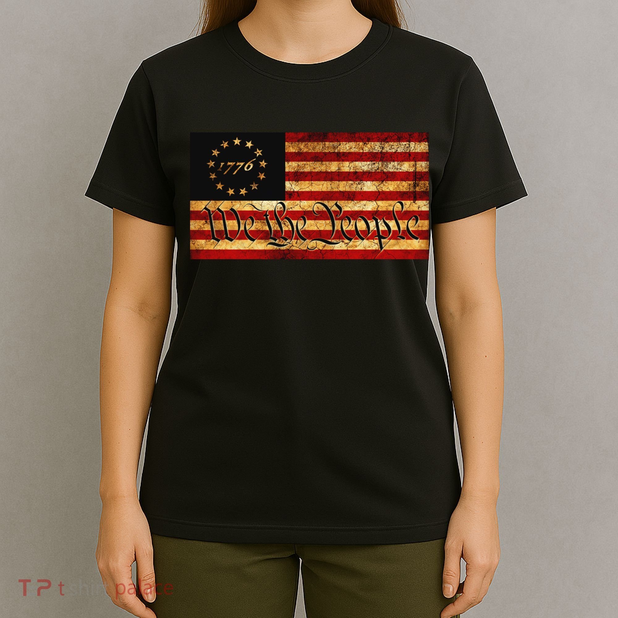 1776 We The People US Flag Visually Aged And Distressed T-Shirt